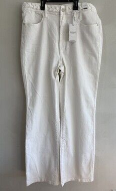 Judy Blue Womens White 5-Pocket Design Flat Front Wide Flare Leg Jeans 13 31